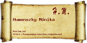 Humenszky Mónika névjegykártya